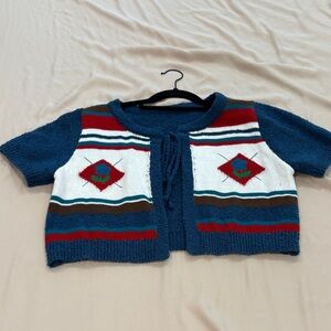 Colorful Knit Short Sleeve Cardigan